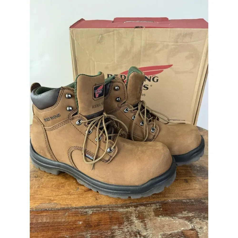 Red Wing King Toe 2240 Waterproof EH Leather Work Boots Men’s US 11.5 D Brown